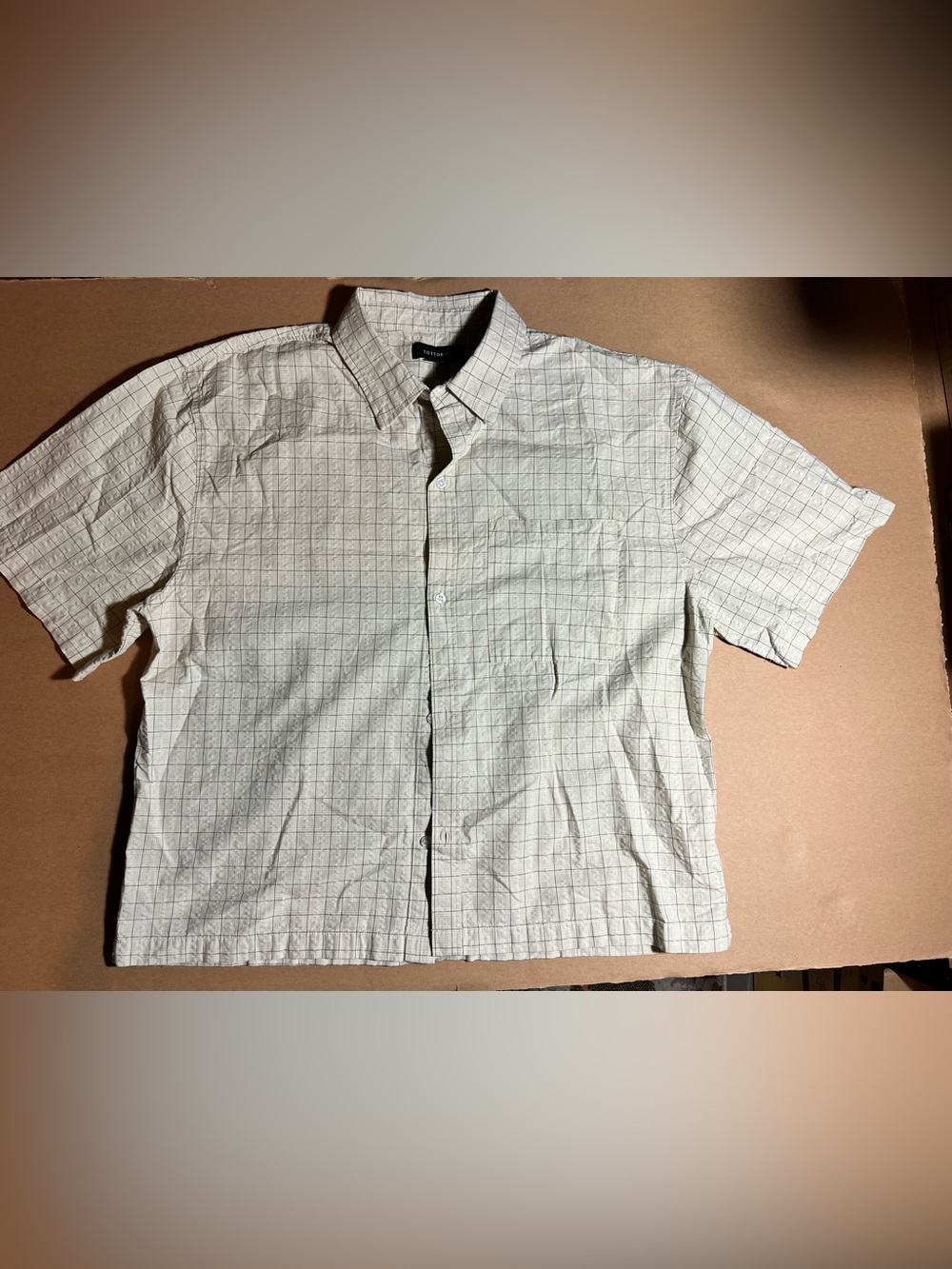 Cotton On Short-Sleeve Checked Button-Down Shirt - White & Light Gray
